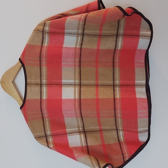 NWOT Janie and Jack Riding Lesson Plaid Pumpkin, Beige and Black Poncho Size 5 - Picture 2 of 6